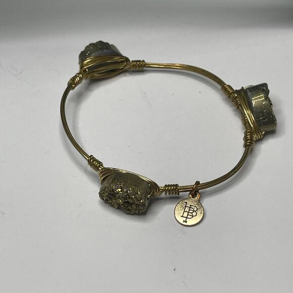 BOURBON & BOWETIES BOWTIES gold tone bracelet bangle druisy druzy jewelry wire - Picture 4 of 10